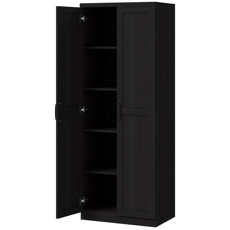 Archer Lane 5-Tier Kitchen Pantry Cabinet with Doors and Adjustable Shelves 63" Tall - Black