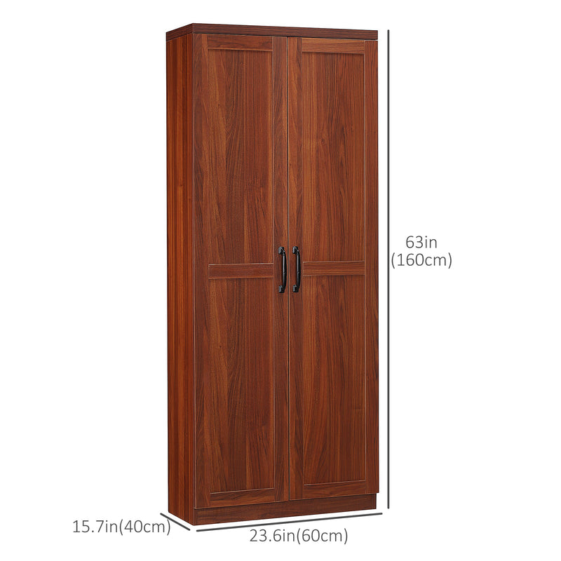 Archer Lane 5-Tier Kitchen Pantry Cabinet with Doors and Adjustable Shelves 63" Tall - Tan Brown