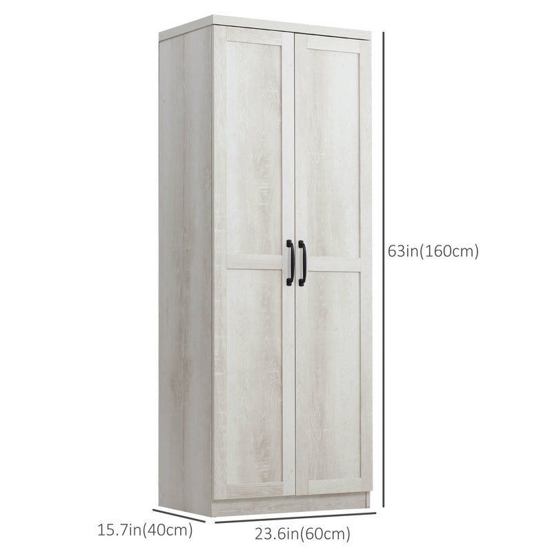 Archer Lane 5-Tier Kitchen Pantry Cabinet with Doors and Adjustable Shelves 63" Tall - Distressed White