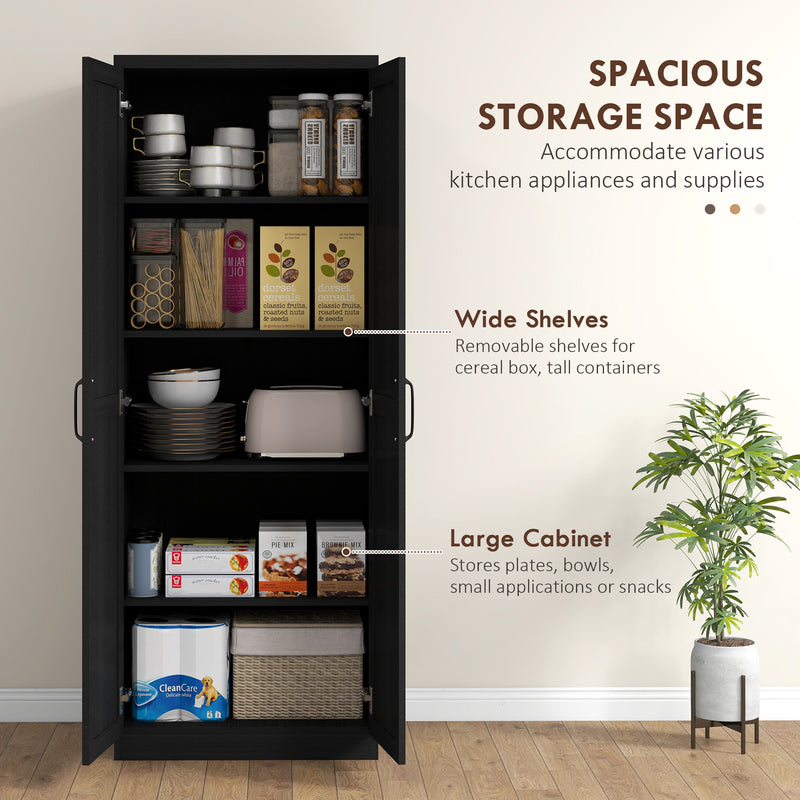 Archer Lane 5-Tier Kitchen Pantry Cabinet with Doors and Adjustable Shelves 63" Tall - Black
