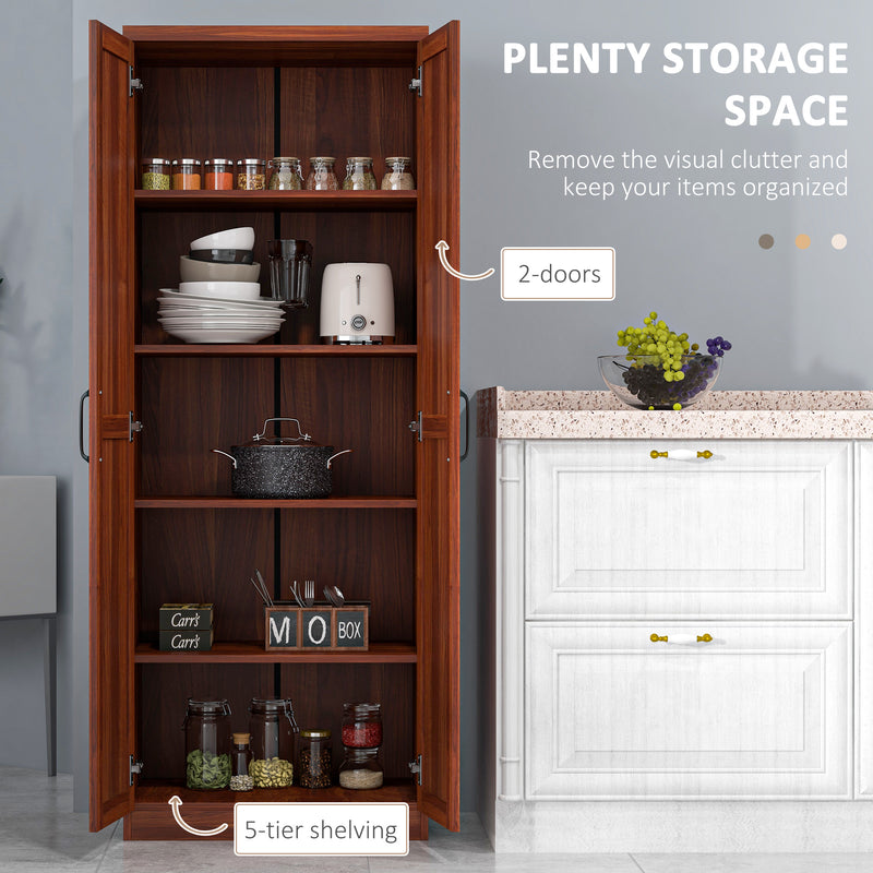 Archer Lane 5-Tier Kitchen Pantry Cabinet with Doors and Adjustable Shelves 63" Tall - Tan Brown