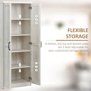 Archer Lane 5-Tier Kitchen Pantry Cabinet with Doors and Adjustable Shelves 63" Tall - Distressed White