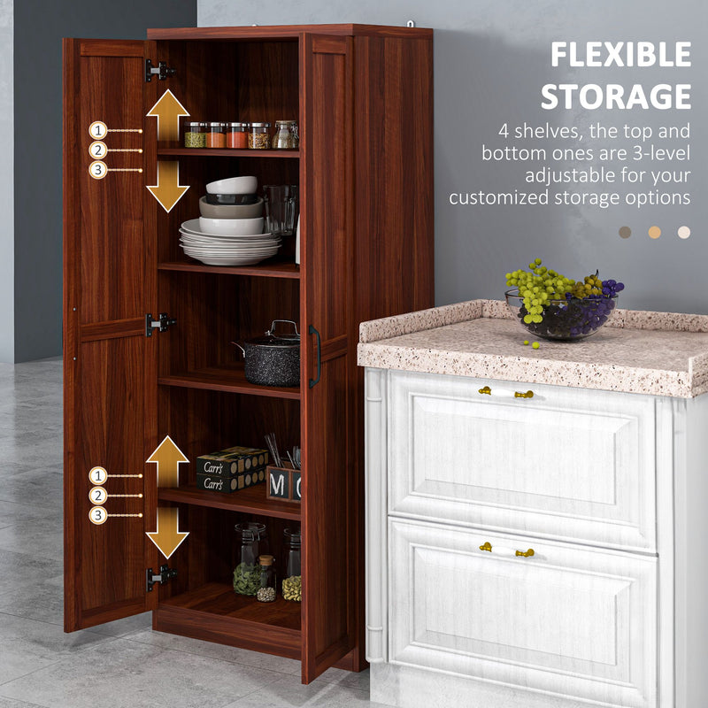 Archer Lane 5-Tier Kitchen Pantry Cabinet with Doors and Adjustable Shelves 63" Tall - Tan Brown