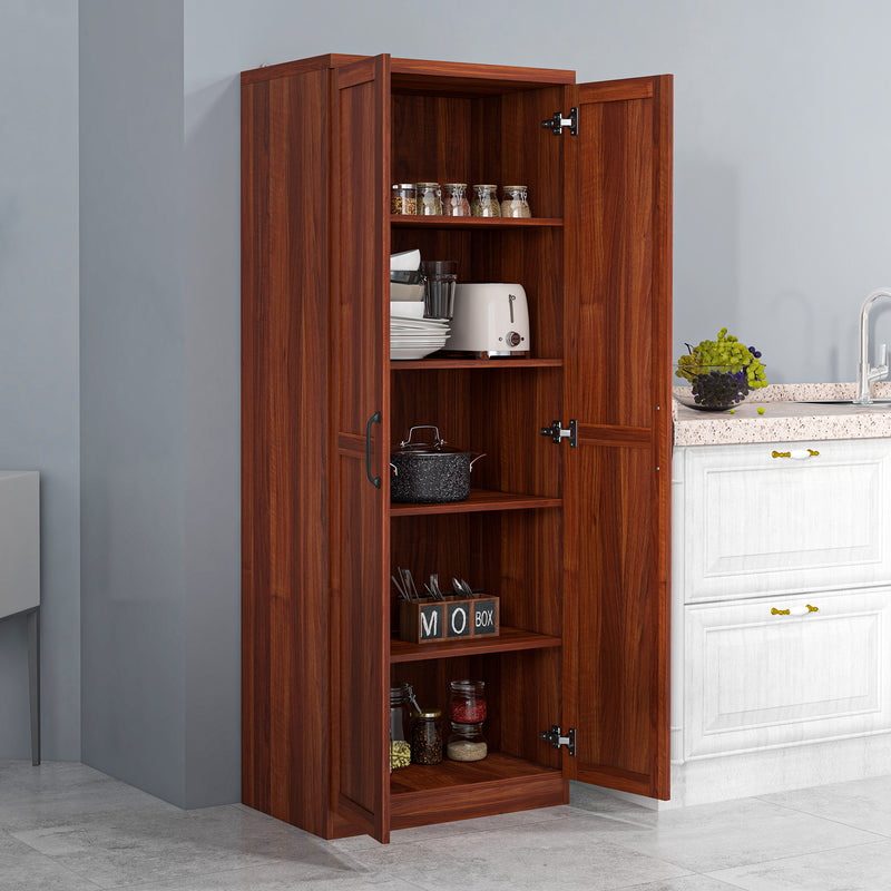 Archer Lane 5-Tier Kitchen Pantry Cabinet with Doors and Adjustable Shelves 63" Tall - Tan Brown