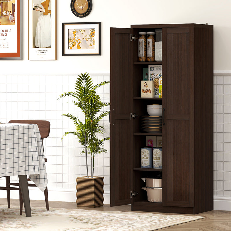 Archer Lane 5-Tier Kitchen Pantry Cabinet with Doors and Adjustable Shelves 63" Tall - Dark Brown