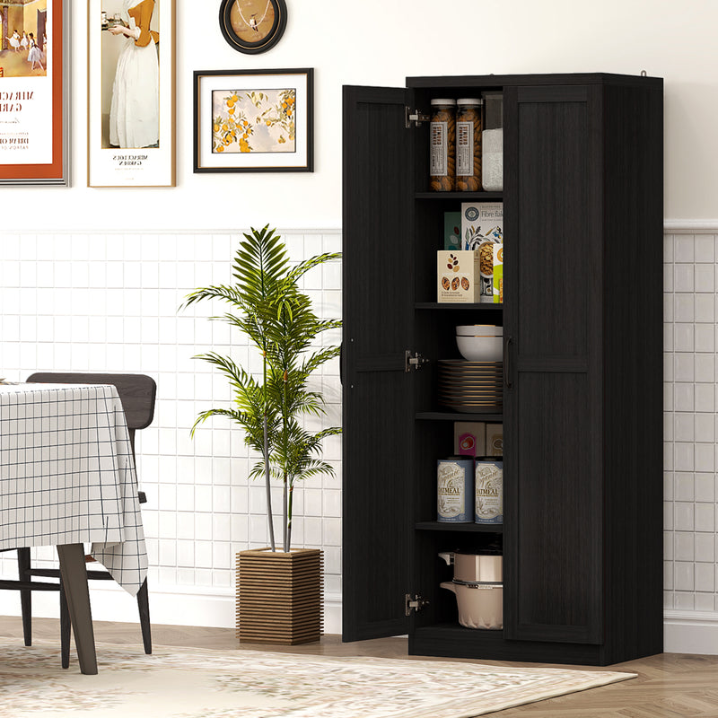 Archer Lane 5-Tier Kitchen Pantry Cabinet with Doors and Adjustable Shelves 63" Tall - Black