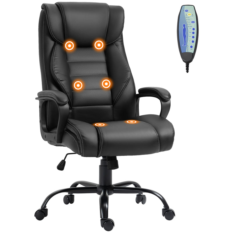 Ashborough Glen High Back Executive Massage Office Chair with 6-Point Vibration and Rocking Function - Black