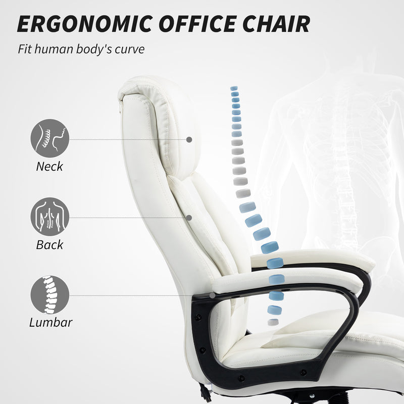 Ashborough Glen High Back Executive Massage Office Chair with 6-Point Vibration and Rocking Function - White