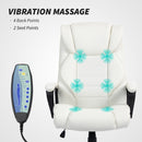 Ashborough Glen High Back Executive Massage Office Chair with 6-Point Vibration and Rocking Function - White