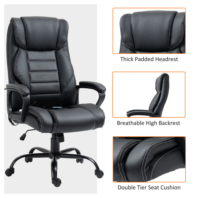 Ashborough Glen High Back Executive Massage Office Chair with 6-Point Vibration and Rocking Function - Black