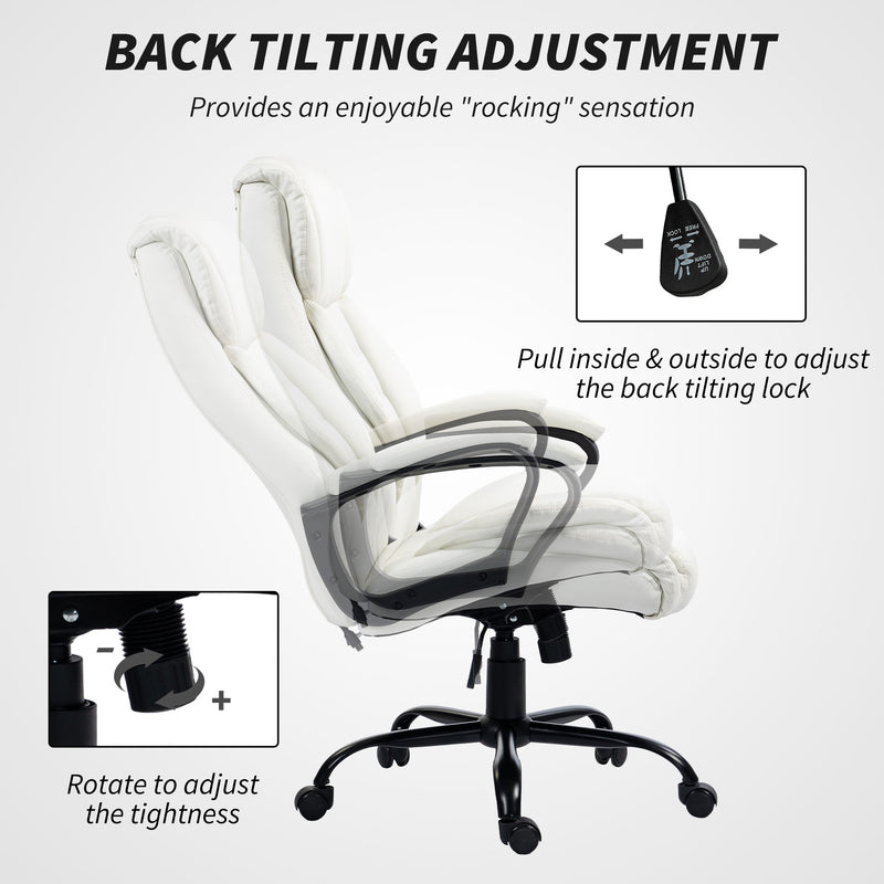 Ashborough Glen High Back Executive Massage Office Chair with 6-Point Vibration and Rocking Function - White