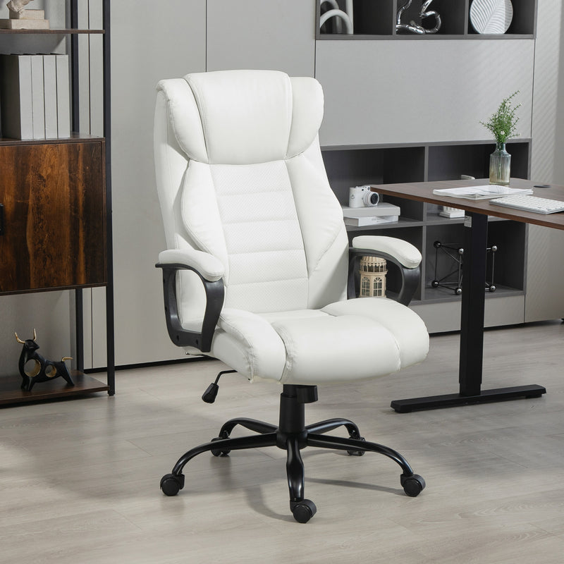 Ashborough Glen High Back Executive Massage Office Chair with 6-Point Vibration and Rocking Function - White