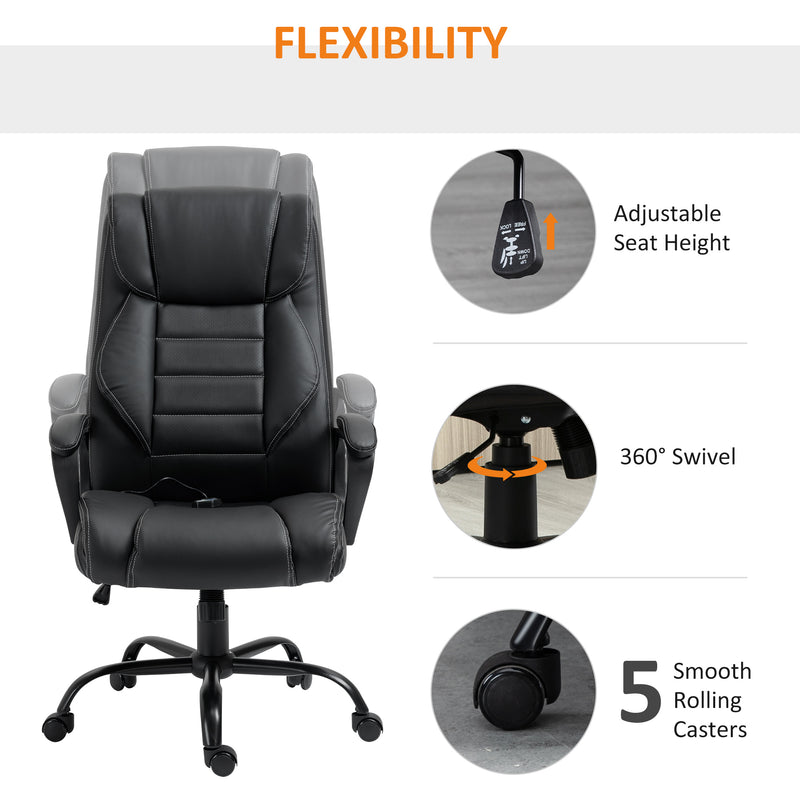 Ashborough Glen High Back Executive Massage Office Chair with 6-Point Vibration and Rocking Function - Black