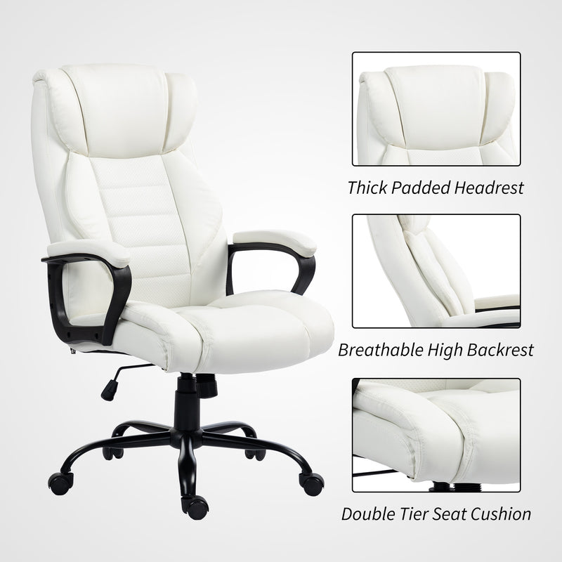 Ashborough Glen High Back Executive Massage Office Chair with 6-Point Vibration and Rocking Function - White