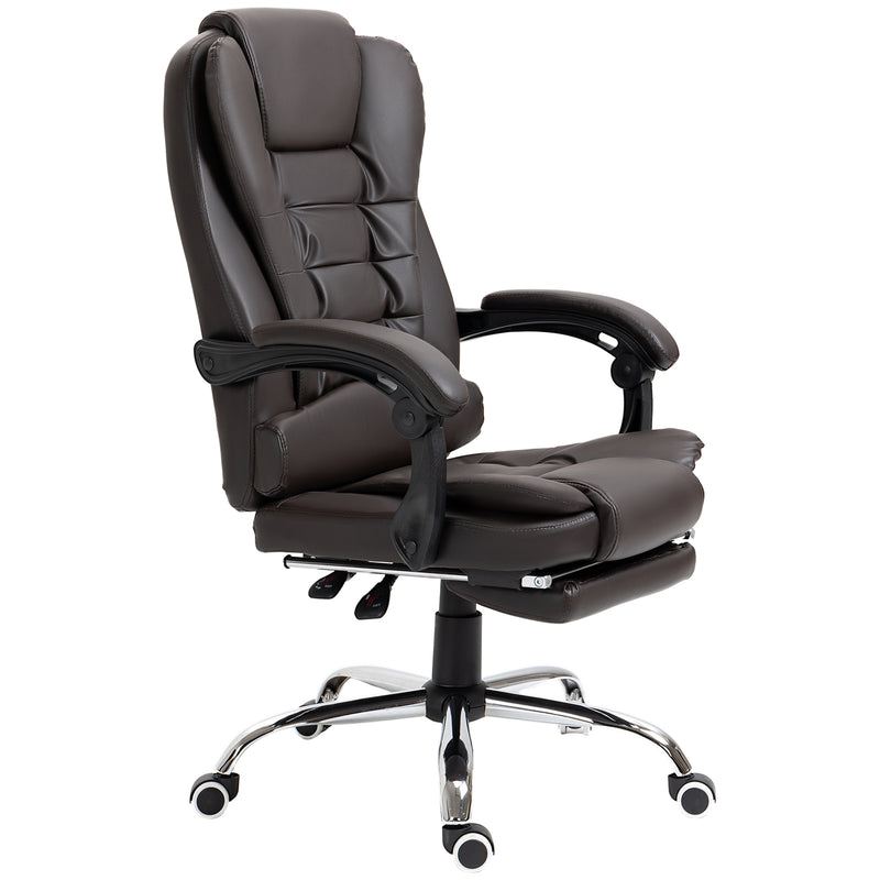 Ashwin Court Executive High Back Office Chair with Retractable Footrest and Padded Armrests in PU Leather - Coffee Brown
