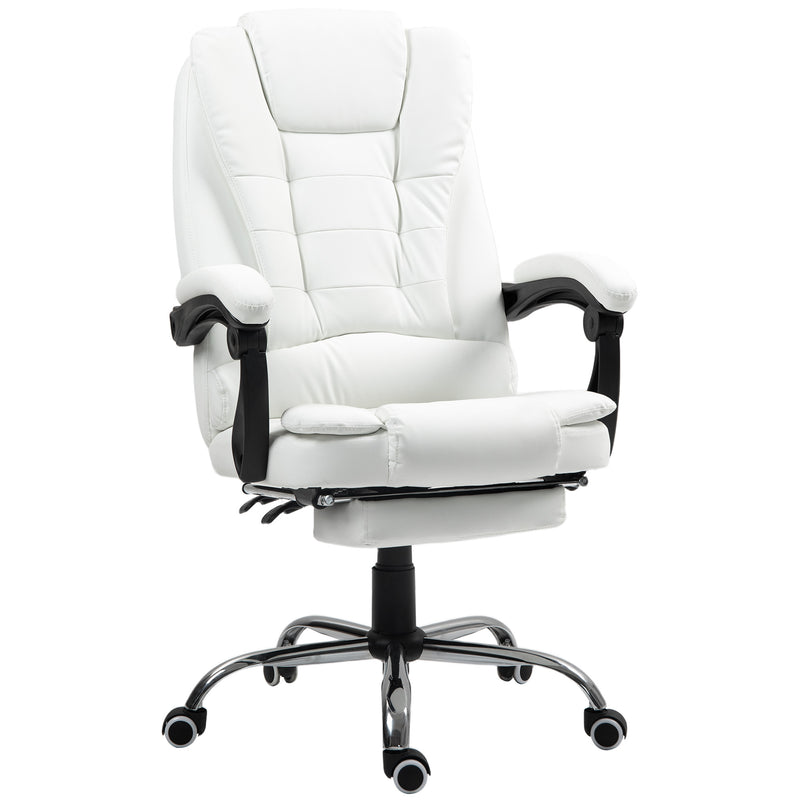 White office chair with black accents on a white background
