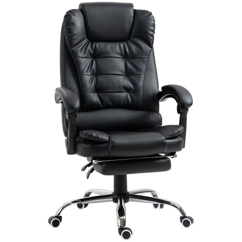 Ashwin Court Executive High Back Office Chair with Retractable Footrest and Padded Armrests in PU Leather - Black