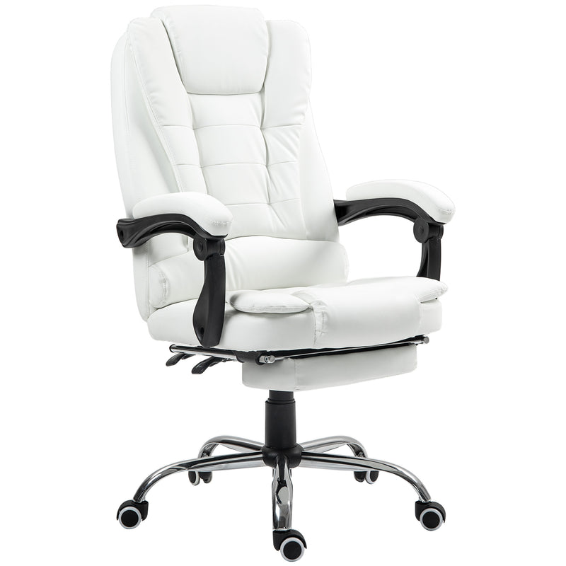 White office chair with black accents on a white background