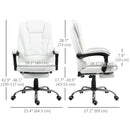 White office chair with dimensions labeled on a white background