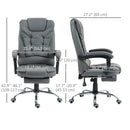Ashwin Court Executive High Back Office Chair with Retractable Footrest and Padded Armrests in PU Leather - Grey