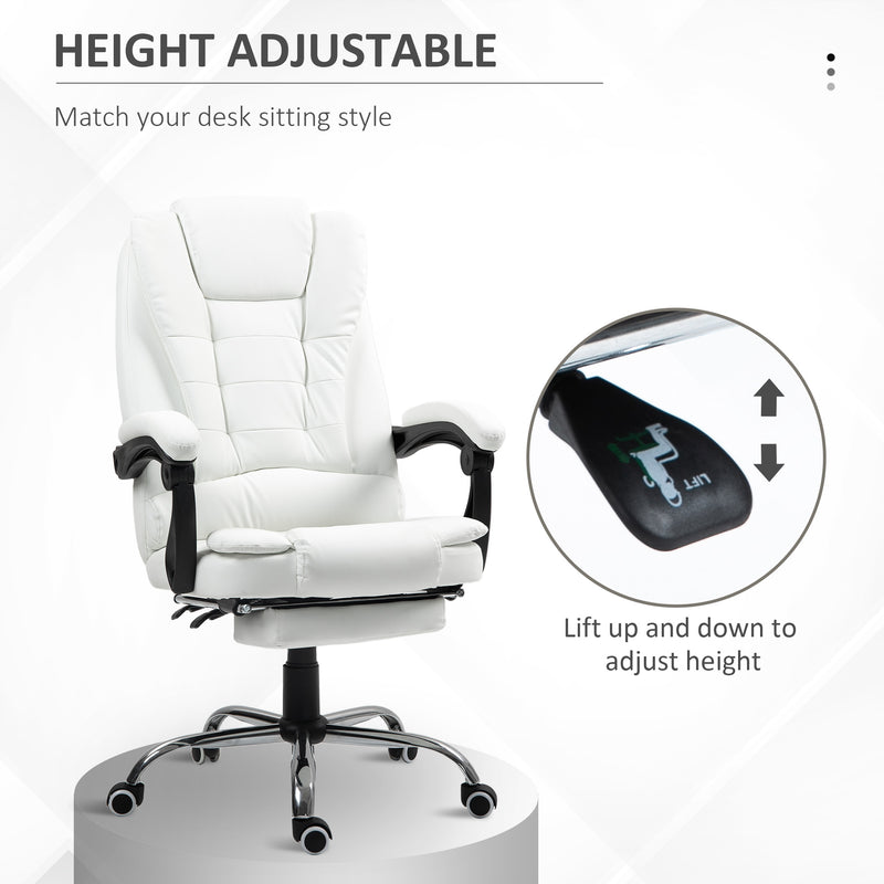 White office chair with height adjustment feature on a white background