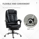 Ashwin Court Executive High Back Office Chair with Retractable Footrest and Padded Armrests in PU Leather - Black