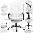 White office chair with features highlighted on a white background