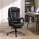 Ashwin Court Executive High Back Office Chair with Retractable Footrest and Padded Armrests in PU Leather - Black
