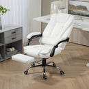White office chair with ottoman in a home office setting