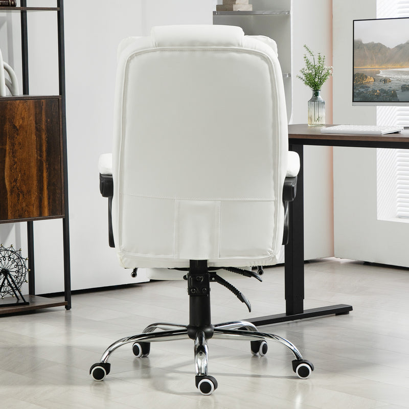 White office chair in a modern office setting with a desk and decor.