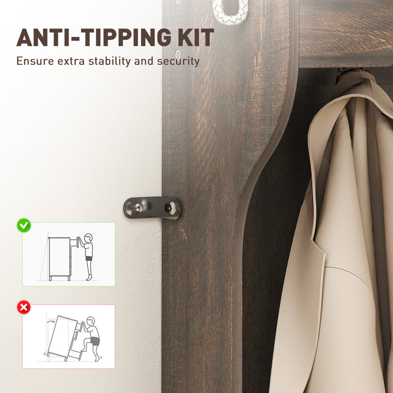 Atlanta 4-in-1 Hall Tree with 6-Hooks, Shelf, Bench and 12-Pair Shoe Cubbies - Dark Brown