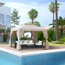 Canopies & Gazebos, Atriana 10' x 10' Outdoor Patio Gazebo with Double Tier Canopy Shade - Cream White - Seasonal Overstock