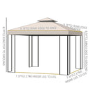 Canopies & Gazebos, Atriana 10' x 10' Outdoor Patio Gazebo with Double Tier Canopy Shade - Cream White - Seasonal Overstock