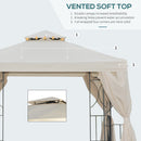 Canopies & Gazebos, Atriana 10' x 10' Outdoor Patio Gazebo with Double Tier Canopy Shade - Cream White - Seasonal Overstock