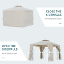 Canopies & Gazebos, Atriana 10' x 10' Outdoor Patio Gazebo with Double Tier Canopy Shade - Cream White - Seasonal Overstock