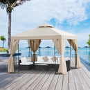 Canopies & Gazebos, Atriana 10' x 10' Outdoor Patio Gazebo with Double Tier Canopy Shade - Cream White - Seasonal Overstock