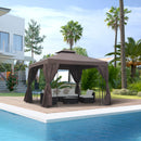 Canopies & Gazebos, Atriana 10' x 10' Outdoor Patio Gazebo with Double Tier Canopy Shade - Brown - Seasonal Overstock