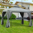 Canopies & Gazebos, Atriana 10' x 10' Outdoor Patio Gazebo with Double Tier Canopy Shade - Dark Grey - Seasonal Overstock