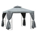 Canopies & Gazebos, Atriana 10' x 10' Outdoor Patio Gazebo with Double Tier Canopy Shade - Dark Grey - Seasonal Overstock