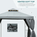 Canopies & Gazebos, Atriana 10' x 10' Outdoor Patio Gazebo with Double Tier Canopy Shade - Dark Grey - Seasonal Overstock