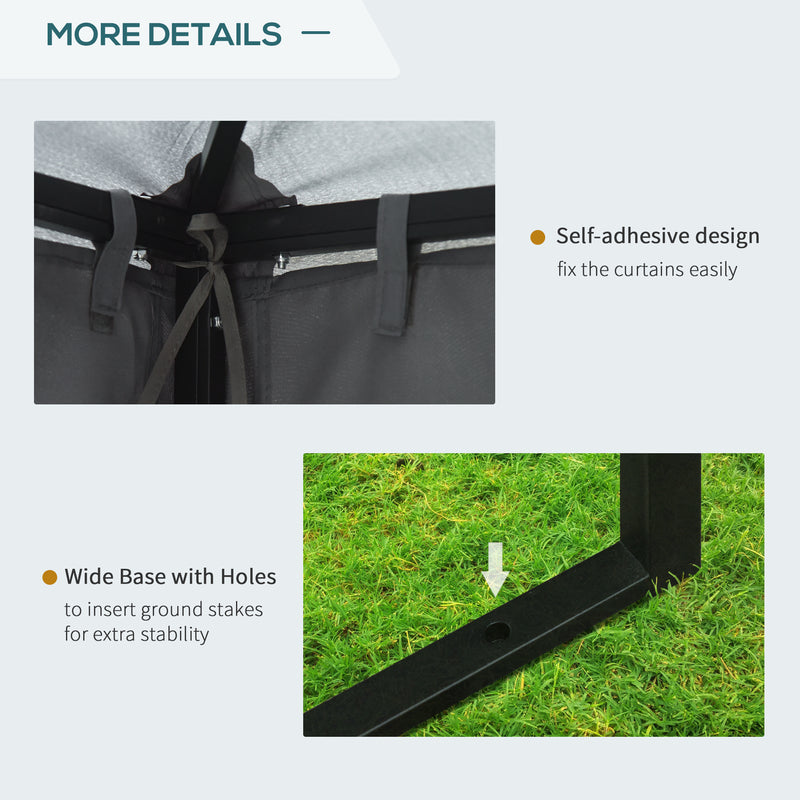 Canopies & Gazebos, Atriana 10' x 10' Outdoor Patio Gazebo with Double Tier Canopy Shade - Dark Grey - Seasonal Overstock