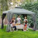 Canopies & Gazebos, Atriana 10' x 10' Outdoor Patio Gazebo with Double Tier Canopy Shade - Dark Grey - Seasonal Overstock