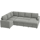 Gray sectional sofa bed on a white background