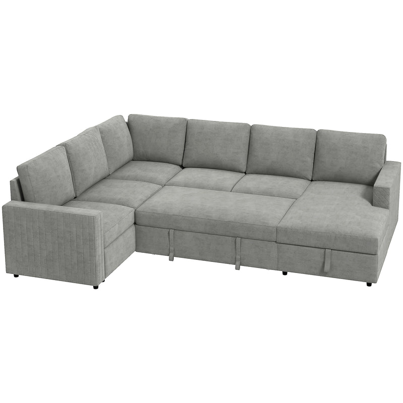 Gray sectional sofa bed on a white background