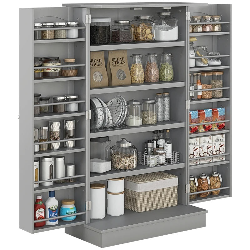 Basil Valley Slim Kitchen Pantry Cabinet Spice Rack with Adjustable Shelves - Grey