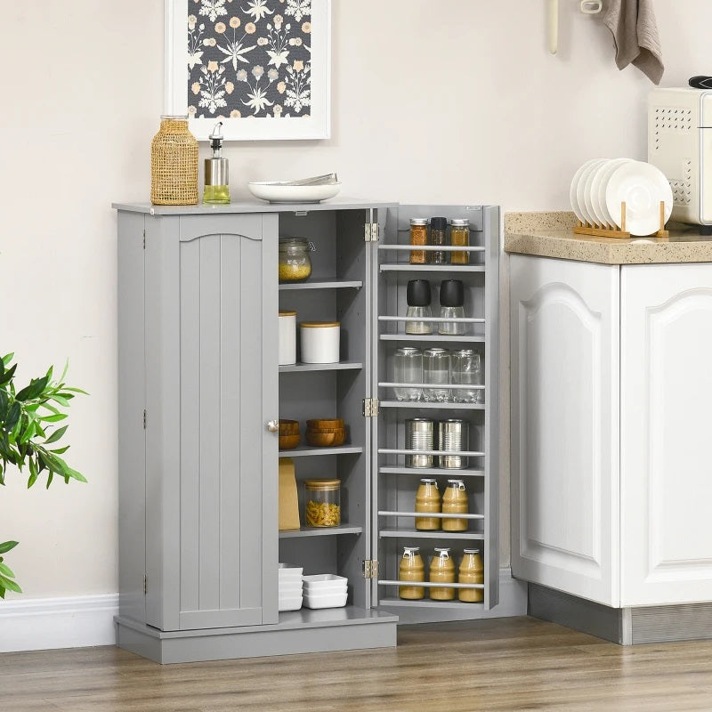 Basil Valley Slim Kitchen Pantry Cabinet Spice Rack with Adjustable Shelves - Grey