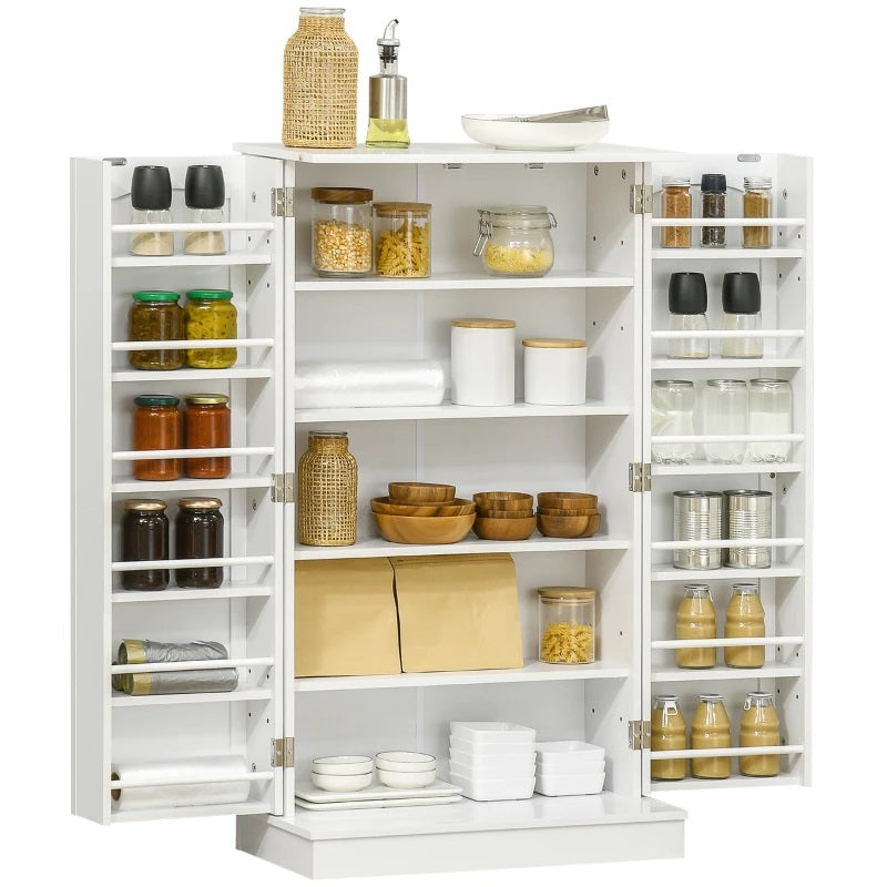 Basil Valley Slim Kitchen Pantry Cabinet Spice Rack with Adjustable Shelves - White