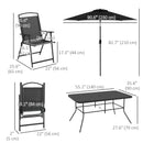 Bauden Creek 8pc Outdoor Patio Dining Set with 6 Folding Chairs, Table and Umbrella - Black