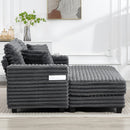 Oversized Chaise Lounge Comfy Chair with Grey Microfibre Corduroy Upholstery Side View 