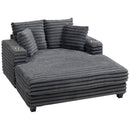 Oversized Chaise Lounge Comfy Chair with Grey Microfibre Corduroy Upholstery. 